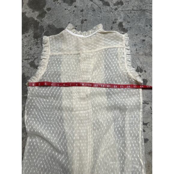 YAYA Silk Blouse Women’s Cream Sheer Button Up Size‎ M Ruffle - Picture 6 of 7